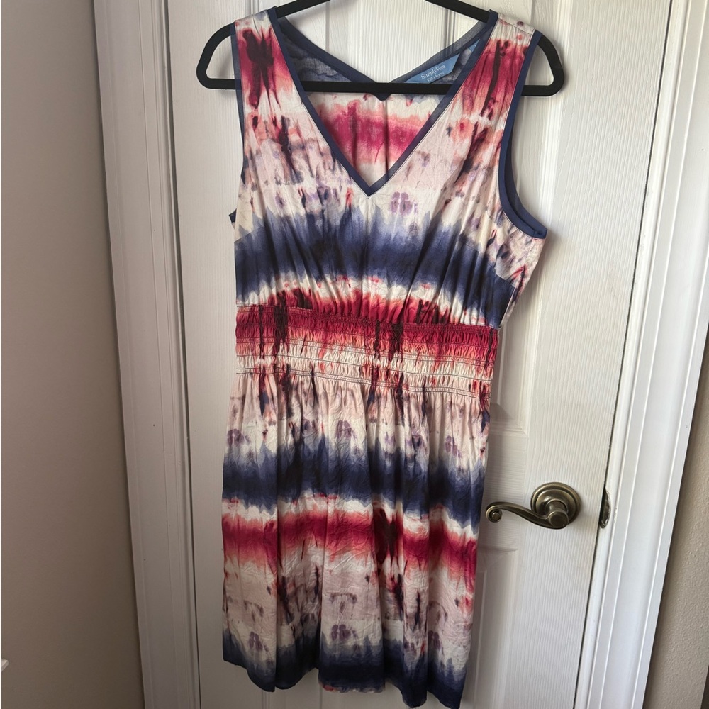 Simply Vera Vera Wang Tie-Dye Midi Dress - Red, Blue, White